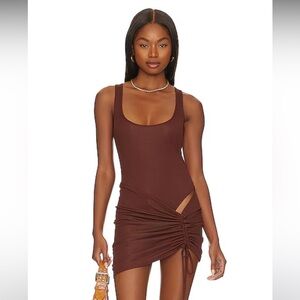 Revolve Brown Sleeveless Dress with Side Tie